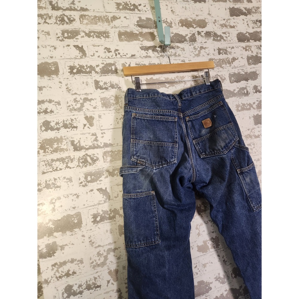BERNE Mens Carpenter Jeans Size 30x30 Blue Denim Red Flannel Lined Workwear Pant - Picture 11 of 16